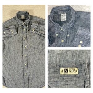 Brooks Brothers Regent Blue Baird McNutt Irish Linen Preppy‎ L/S Btn Dwn Shirt
